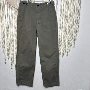 Miles Leon Olive Green Cotton Adjustable Waist Patch Pocket Chino Trouser UK32